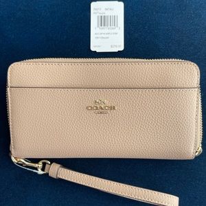 COACH Taupe Accordion Zip Wallet w/Wristlet Strap